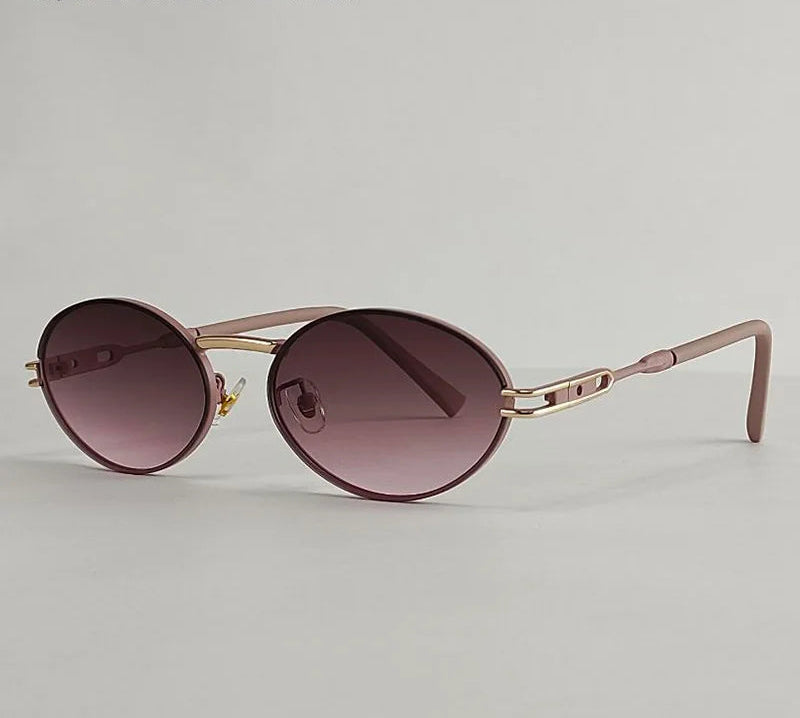 Ambesa Oval Vintage Sunglasses – UV400 Metal Frame | Unisex